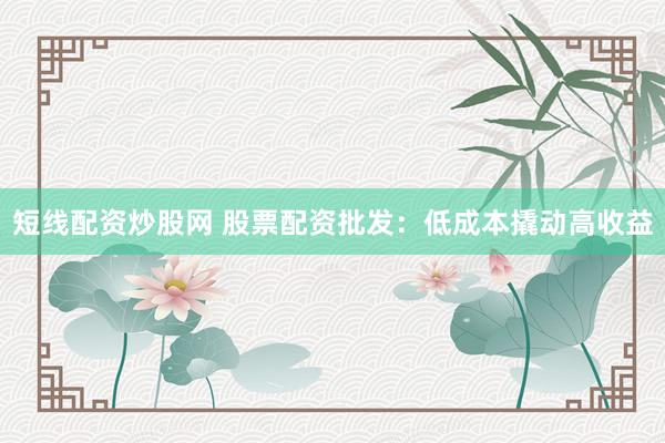 短线配资炒股网 股票配资批发：低成本撬动高收益