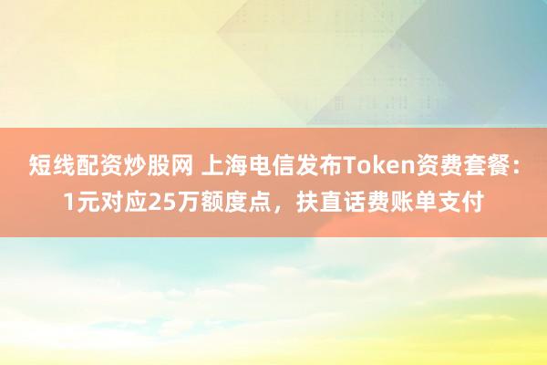 短线配资炒股网 上海电信发布Token资费套餐：1元对应25万额度点，扶直话费账单支付